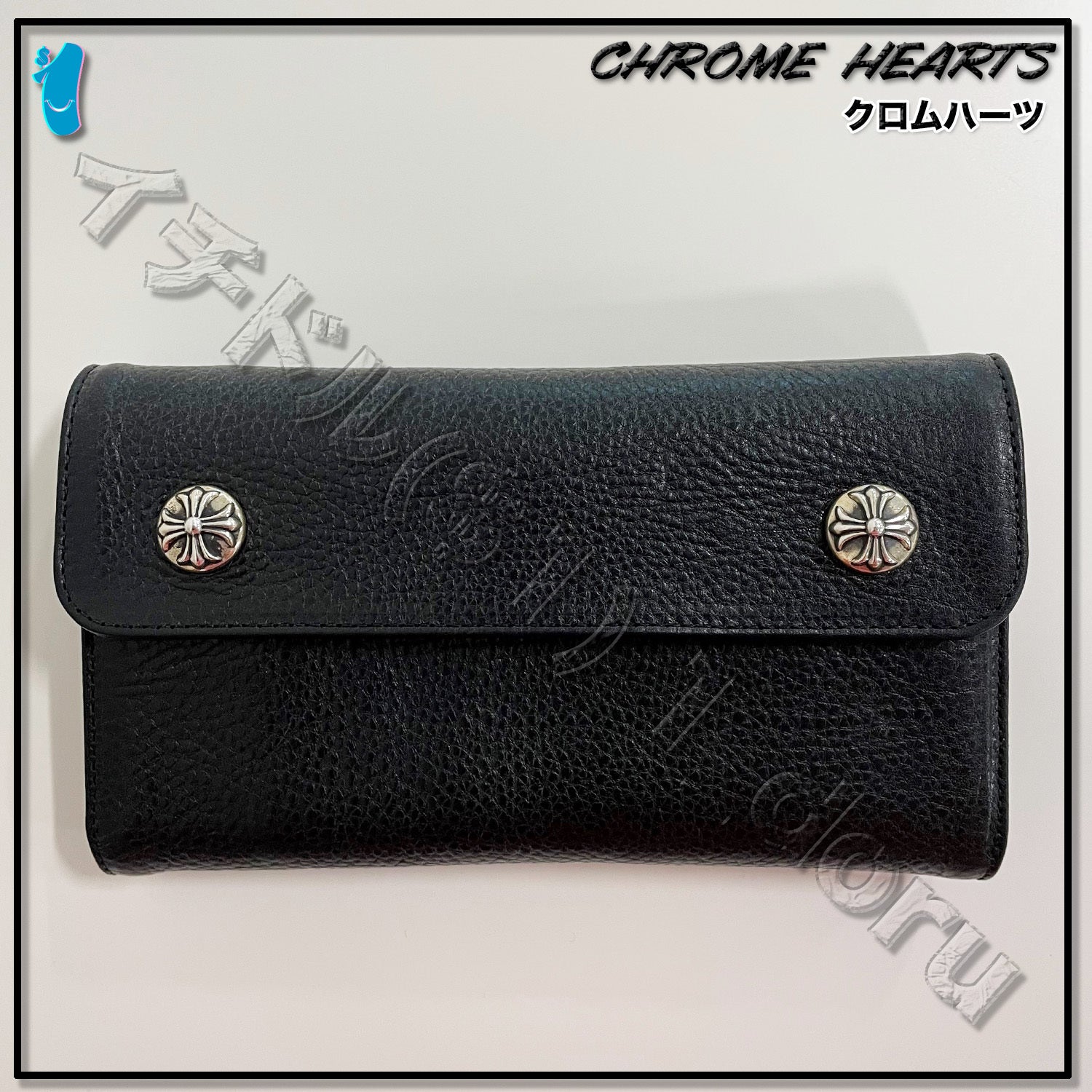 Chrome Hearts Wave Wallet Black Heavy Leather