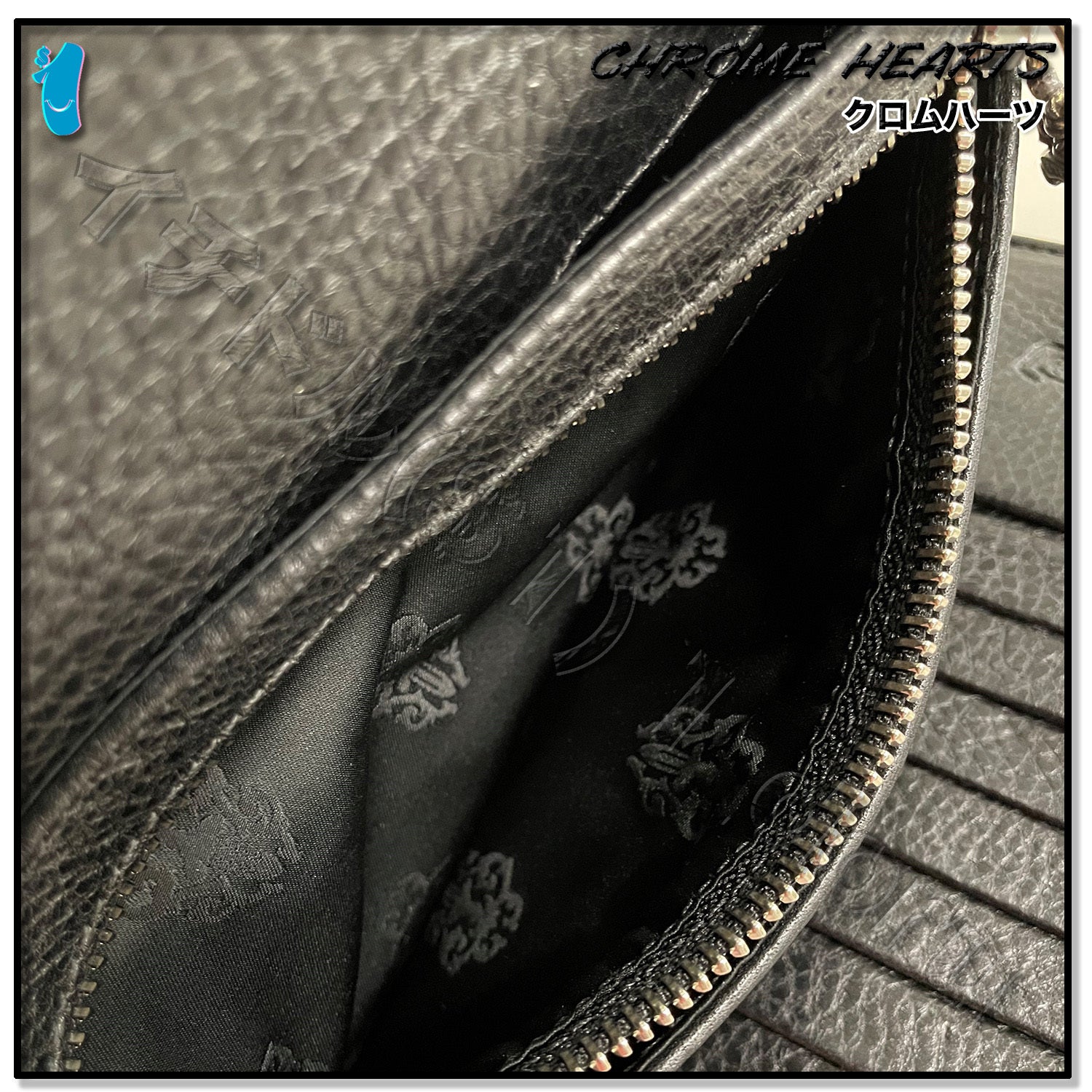 Chrome Hearts Wave Wallet Black Heavy Leather