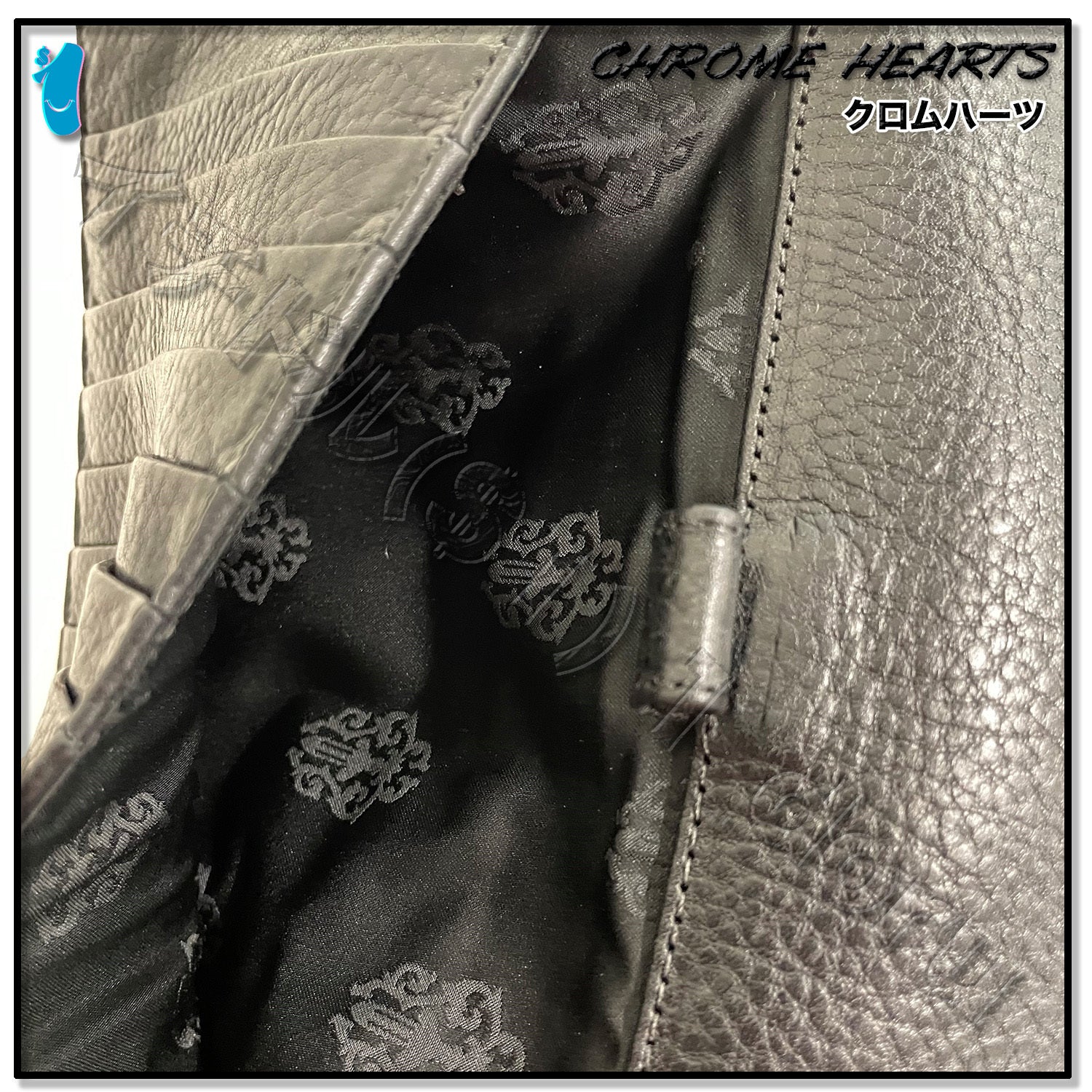 Chrome Hearts Wave Wallet Black Heavy Leather