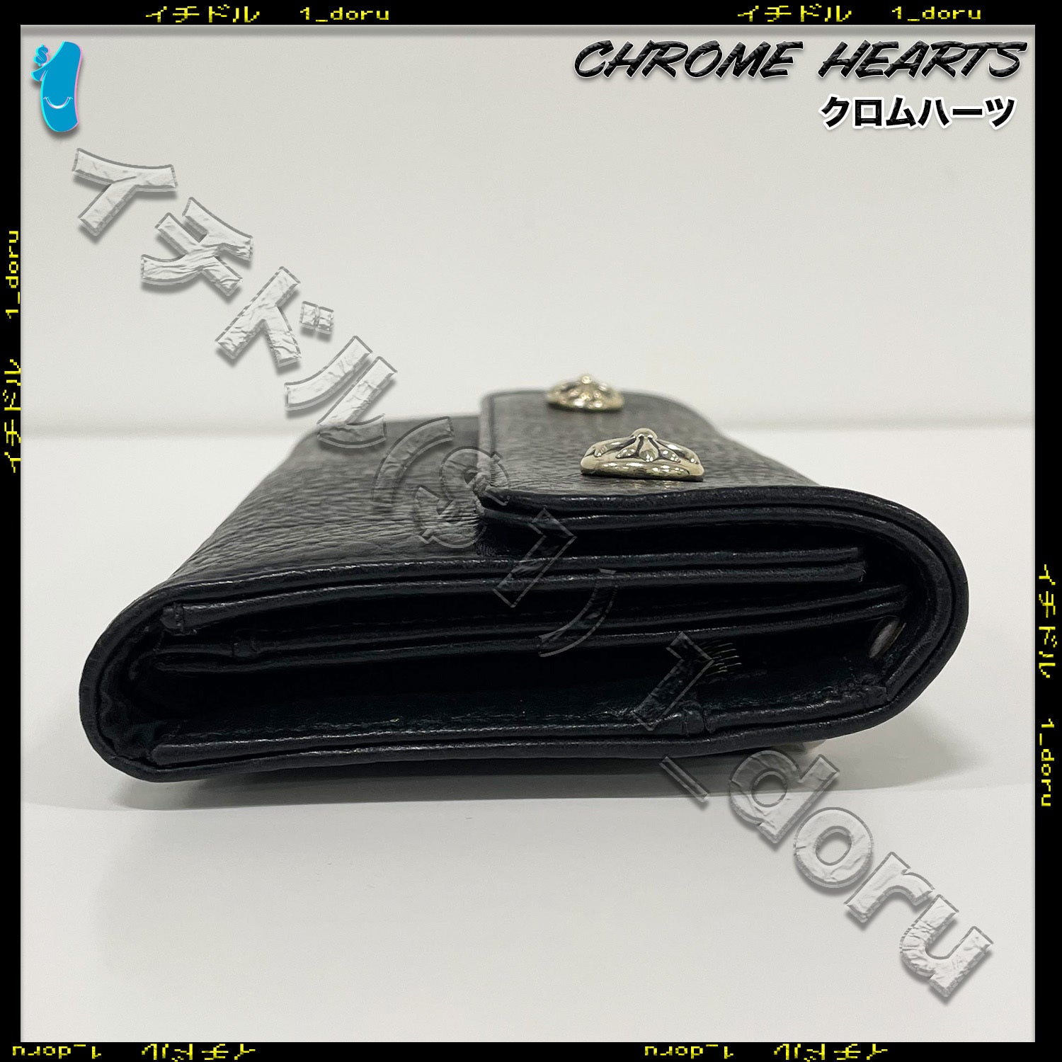 Chrome Hearts Wave Wallet Black Heavy Leather
