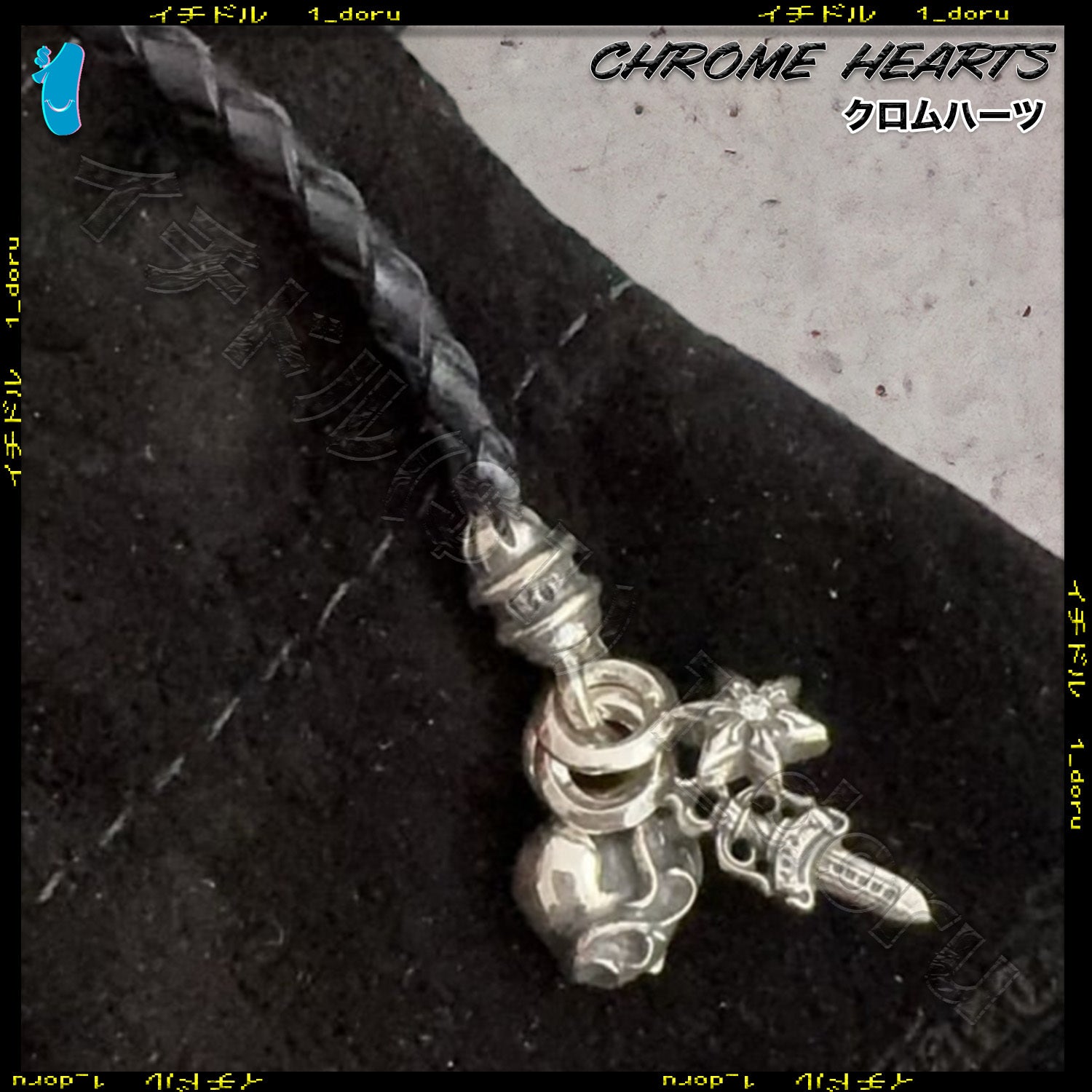 CHROME HEARTS 3 CHARM STRAP STAR DIAMOND DAGGER HEART SILVER