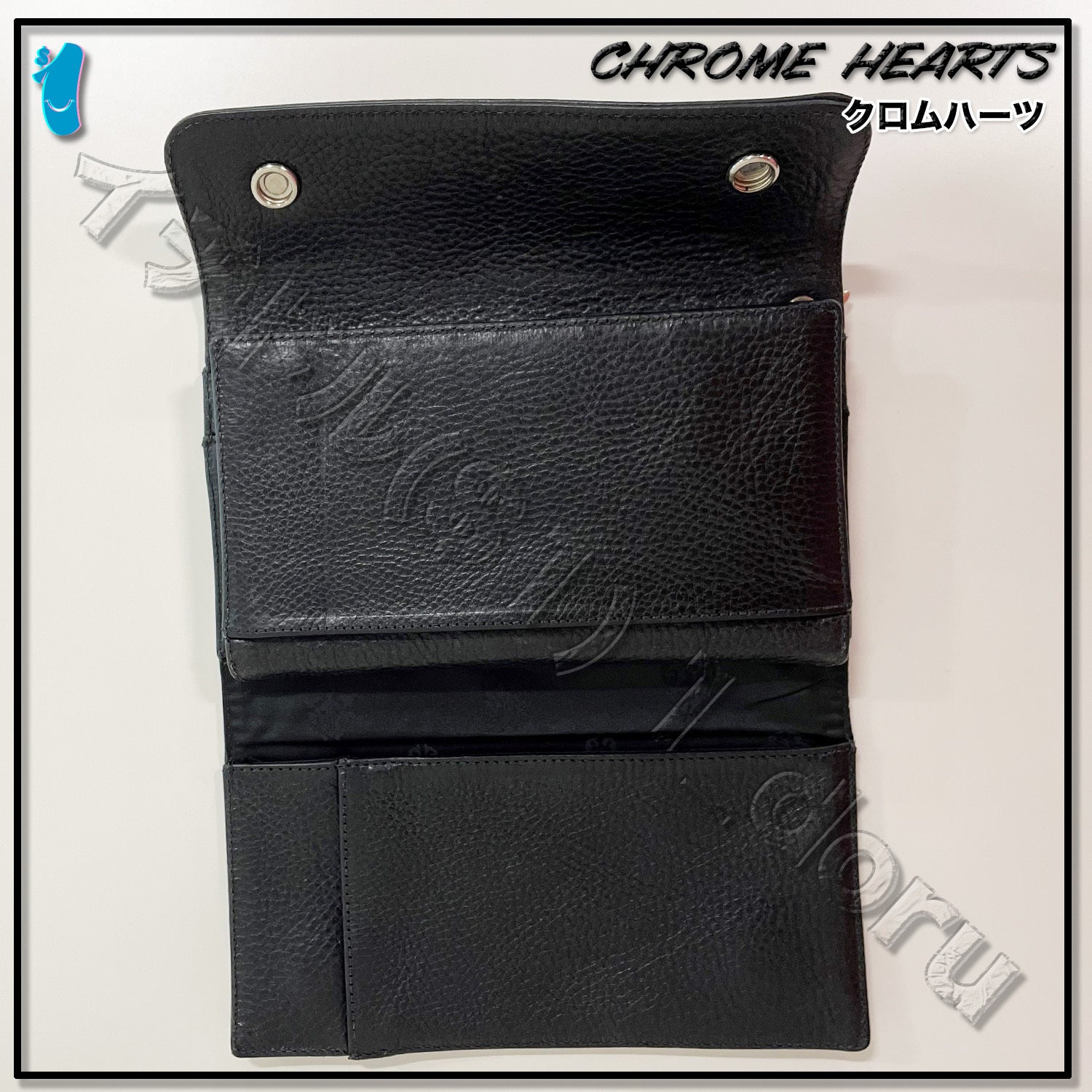 Chrome Hearts Wave Wallet Black Heavy Leather