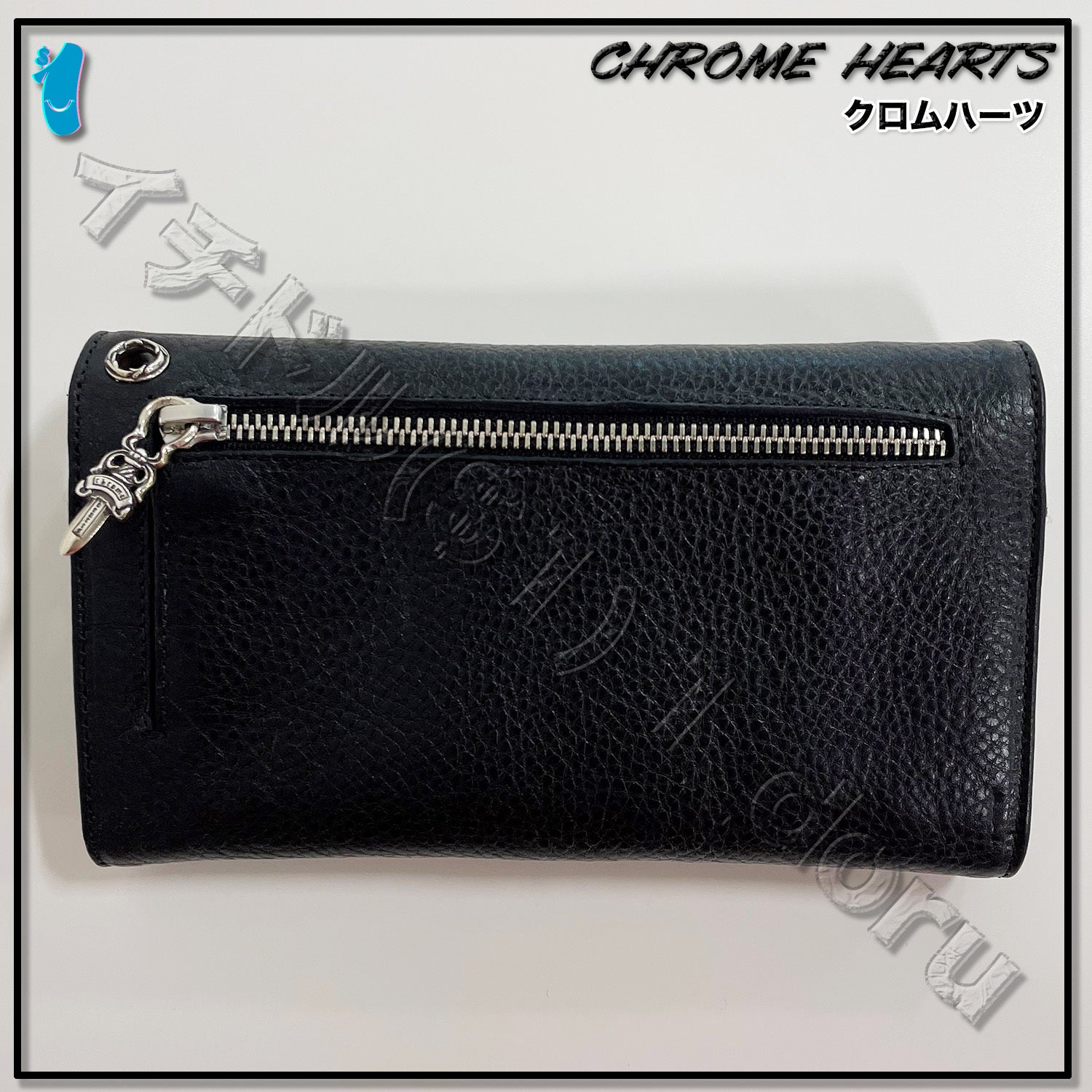 Chrome Hearts Wave Wallet Black Heavy Leather