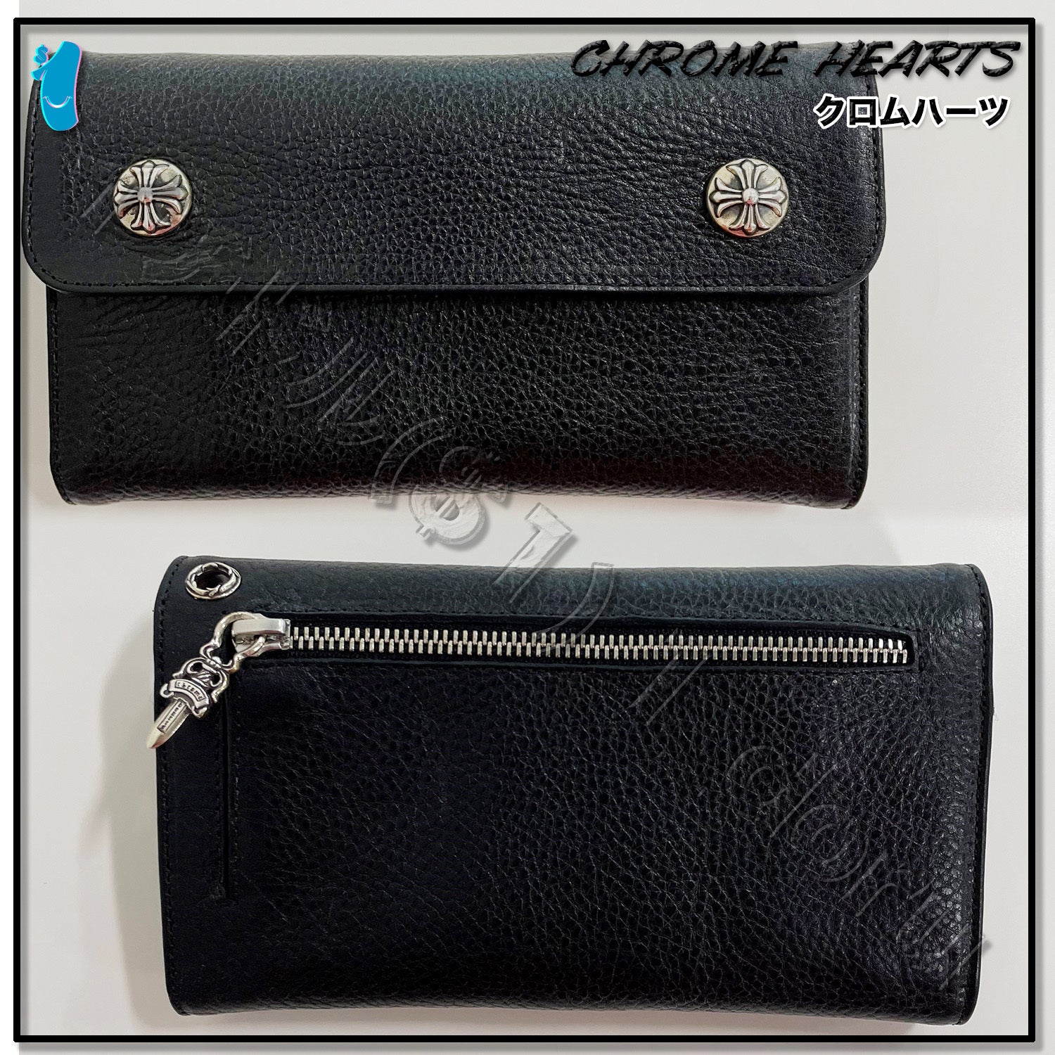 Chrome Hearts Wave Wallet Black Heavy Leather – 1 doru