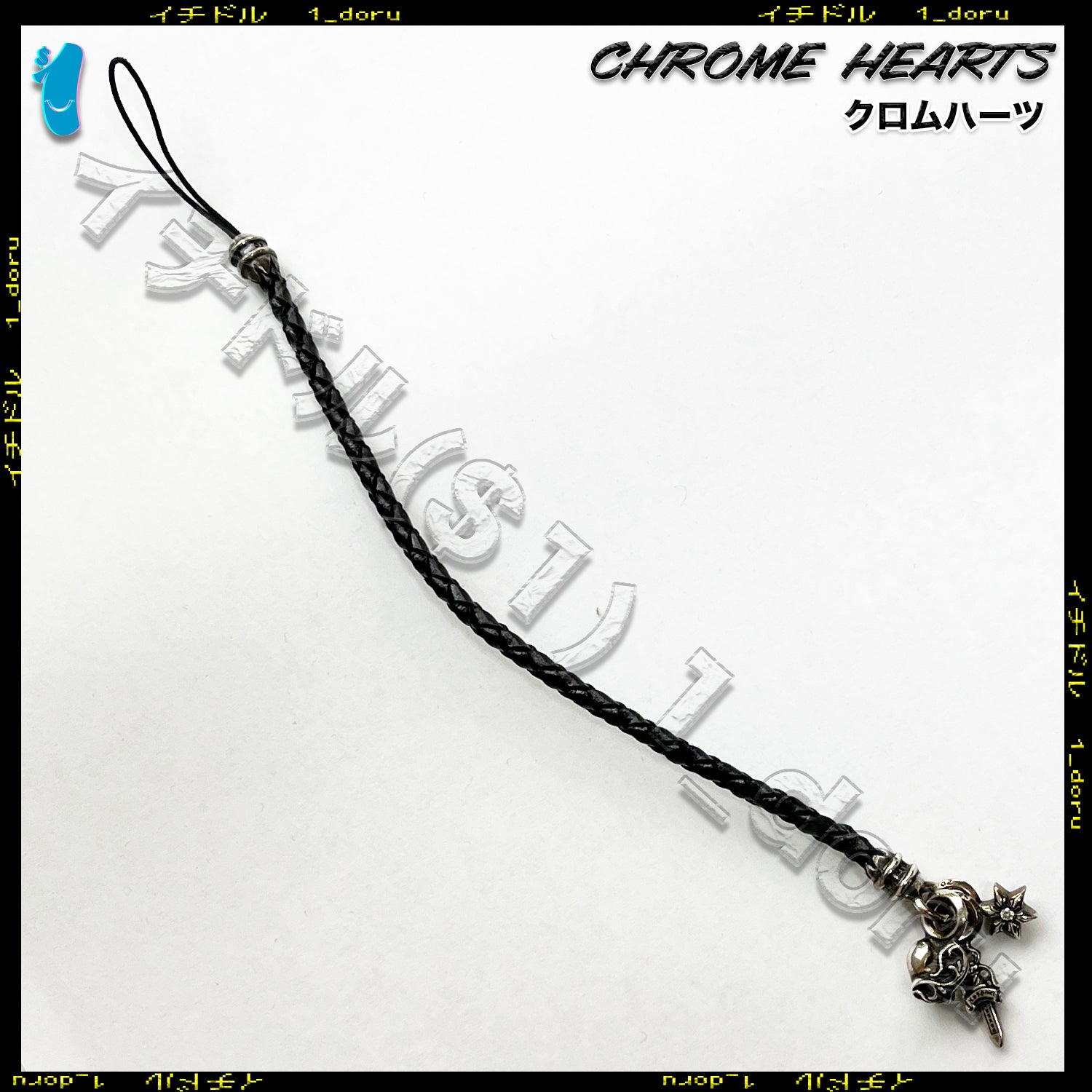 CHROME HEARTS 3 CHARM STRAP STAR DIAMOND DAGGER HEART SILVER