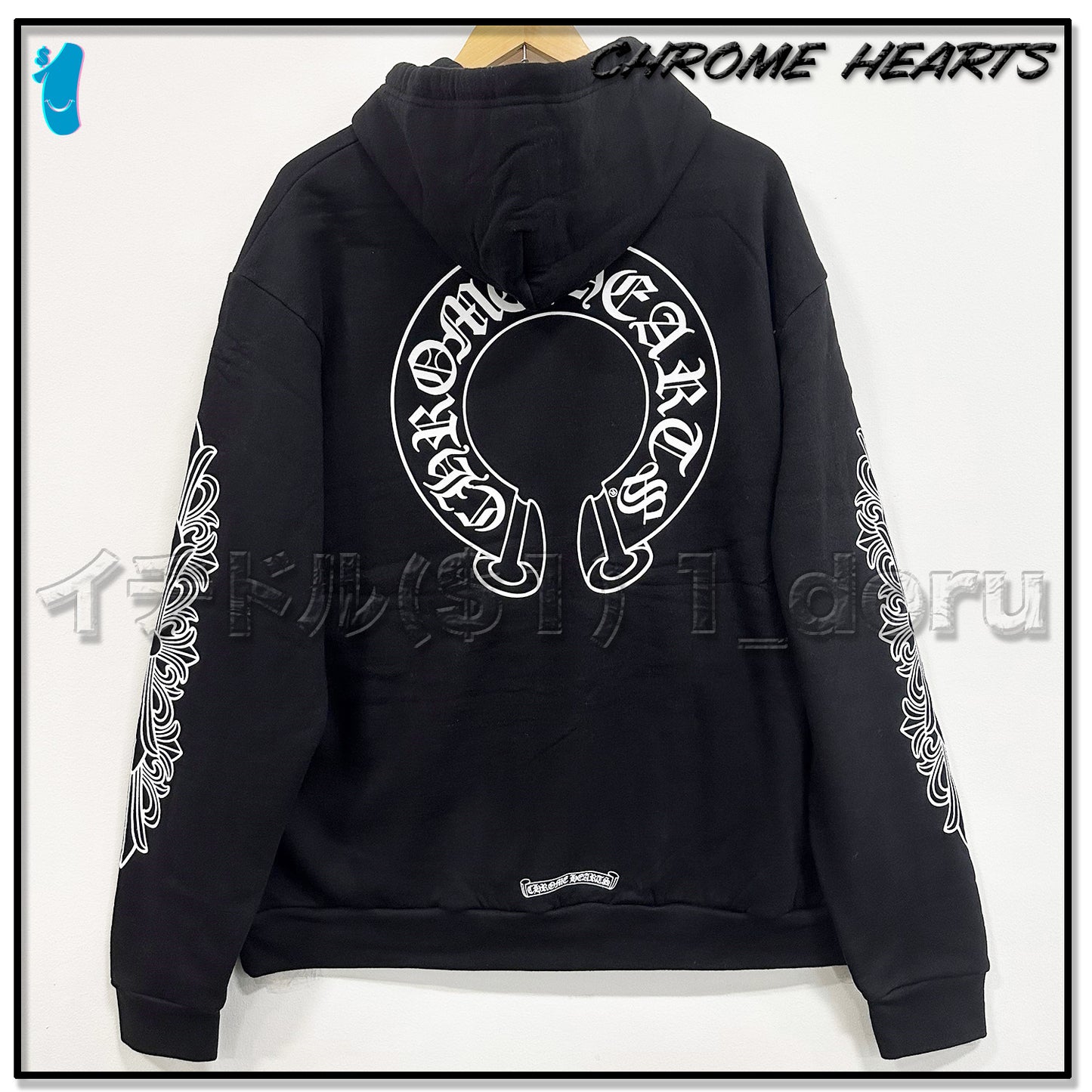 Chrome Hearts Horseshoe Floral cross Hoodie Black