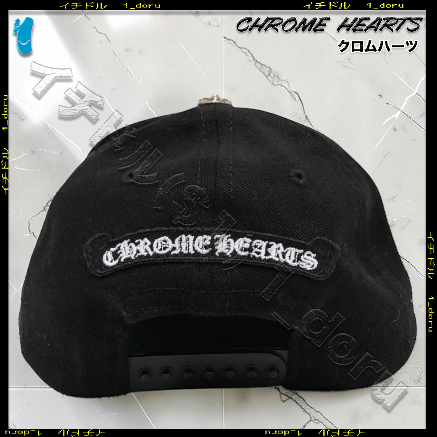 Fleur de Lis Denim Cap Black BSフレア スクロール デニム キャップ ブラック