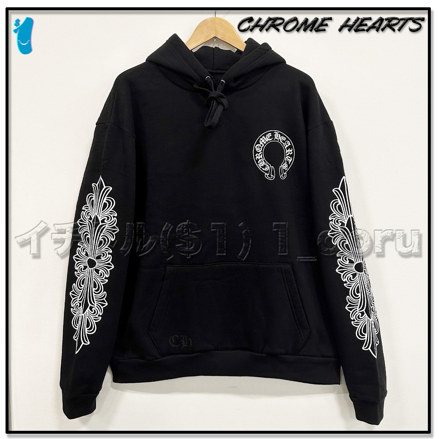 Chrome Hearts Horseshoe Floral cross Hoodie Black