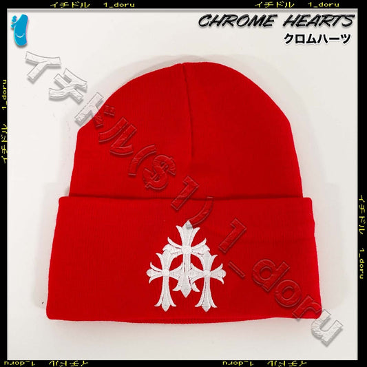 Chrome Hearts Triple Cross Beanie Red